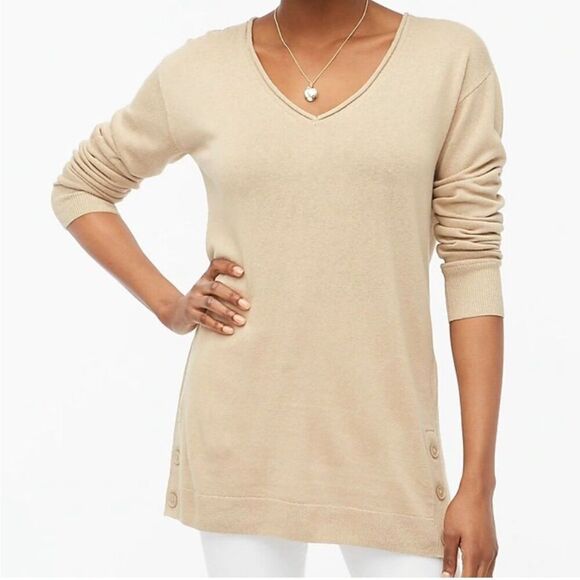 J. Crew Linen-blend button tunic sweater - Picture 1 of 12